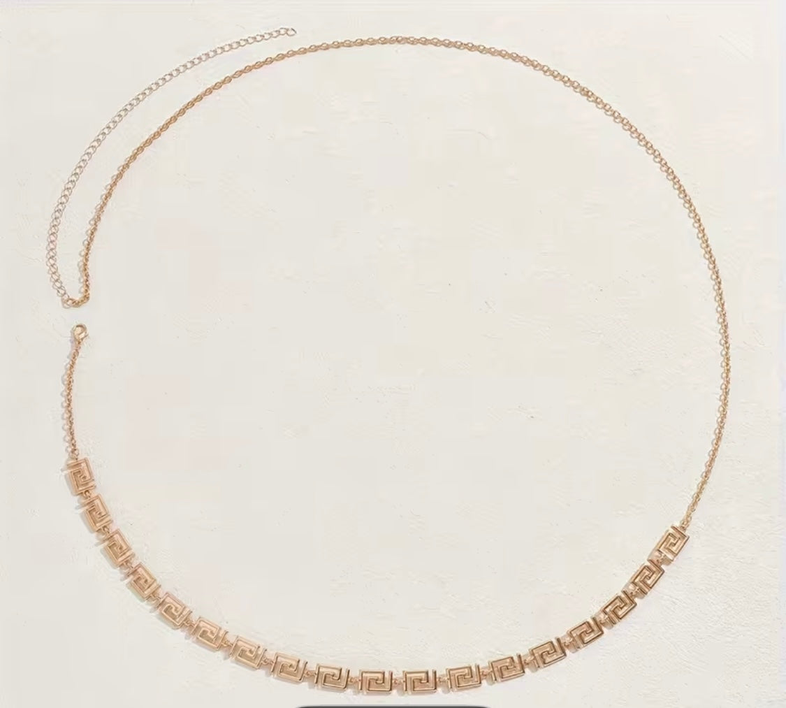 Eleganter Damen-Taillengürtel mit griechischem Muster – Gold