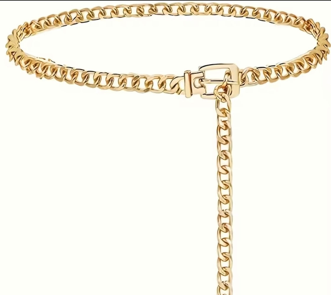 Trendiger Kettengürtel in Gold – Verstellbar mit Schnalle