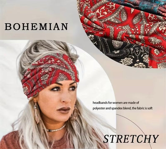 Boho Stirnband – Bandana Stil in Bordeauxrot