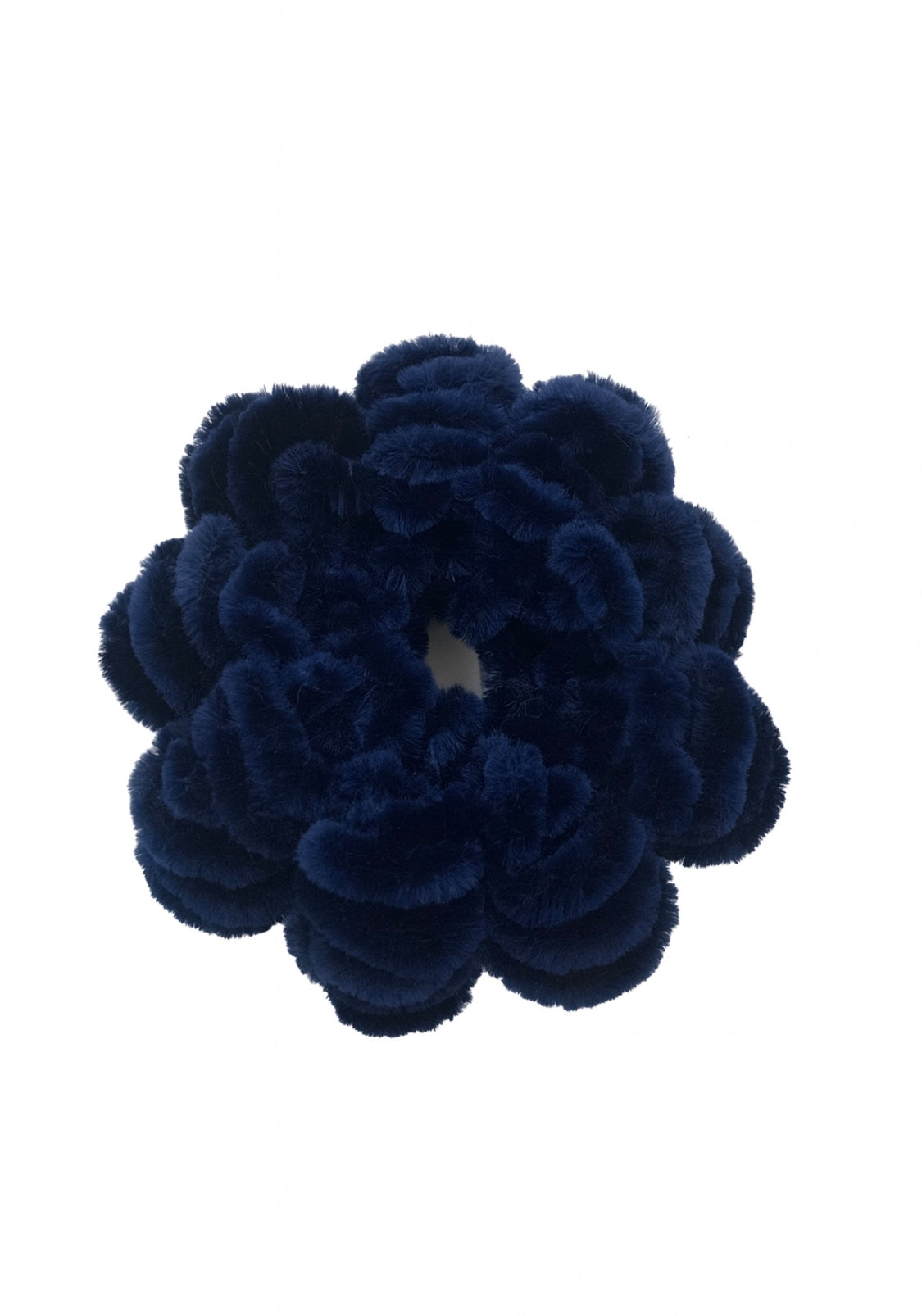 Flauschiger Blüten-Haargummi – Dunkelblau