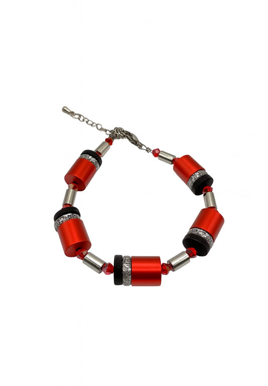 Handgefertigtes Armband "Rote Zylinder"