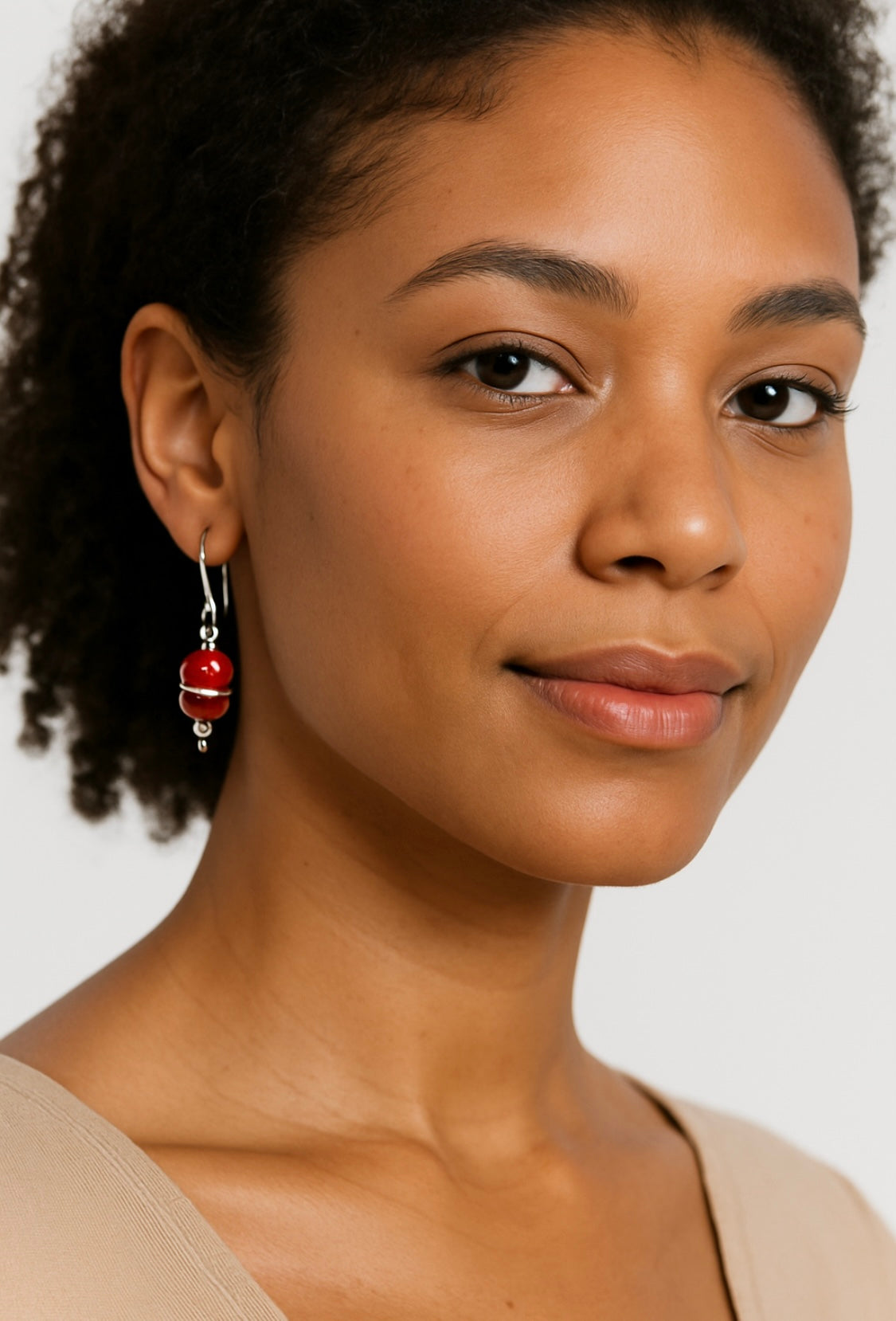 Handgefertigte Ohrringe – Rot, Braun & Silber