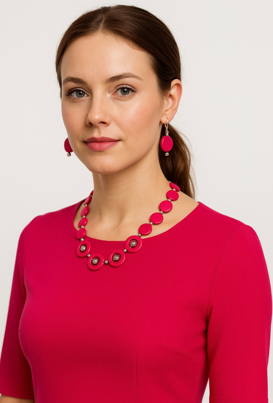 Handgefertigte Ohrringe – Pink & Silber (Minimalistisch)