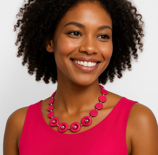 Handgefertigte Halskette – Pink & Silber