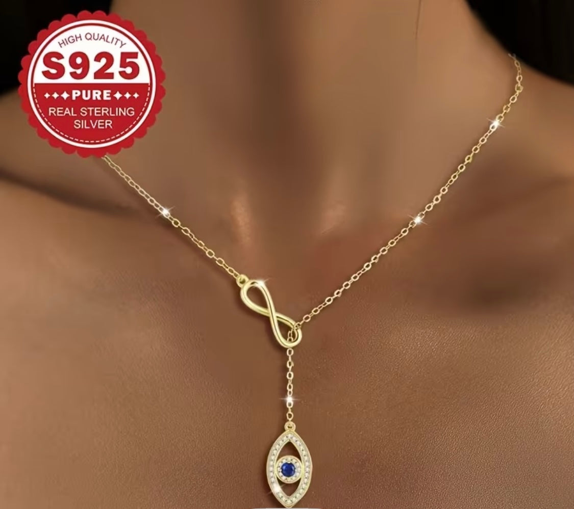 Vergoldete Kette mit Infinity & Schutzsymbol – 925 Silber