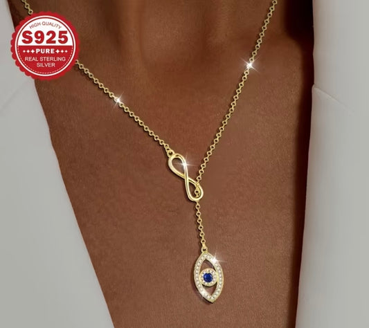 Vergoldete Kette mit Infinity & Schutzsymbol – 925 Silber