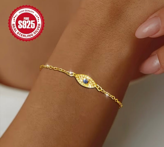 Vergoldetes Armband mit Schutzauge – 925 Silber