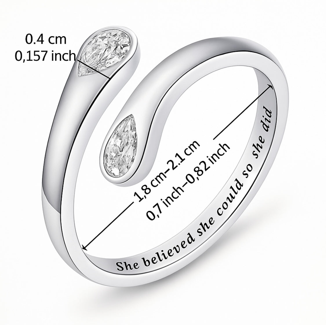 S925 Motivations-Ring – “She believed she could so she did”