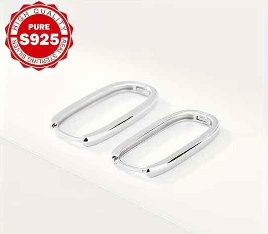 Minimalistische Ovale Creolen – 925 Sterling Silber