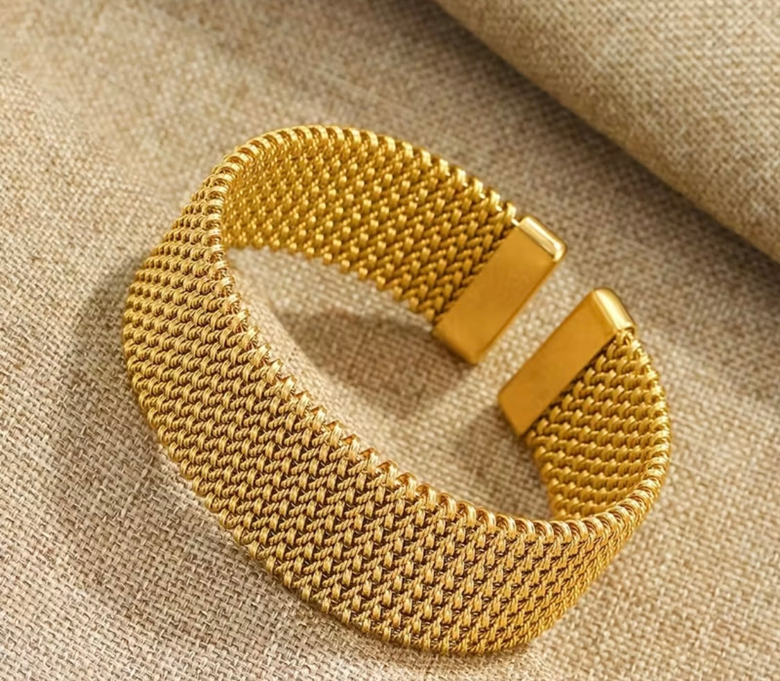 Vergoldetes Edelstahl-Armband – Mesh-Design (18K Gold)