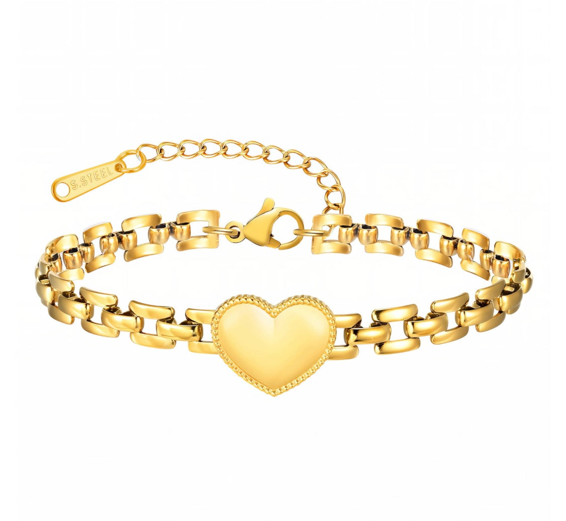 Herzarmband – 18 Karat vergoldet, hypoallergen & mit lebenslangem Glanz