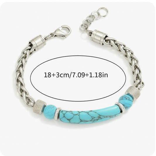 Edelstahlarmband mit Türkis – Fleur d’Estime Kollektion
