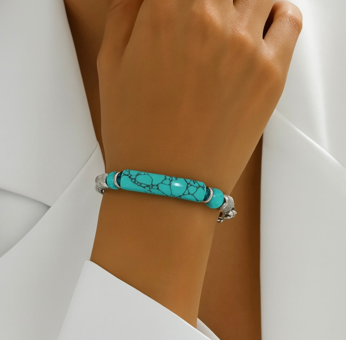 Edelstahlarmband mit Türkis – Fleur d’Estime Kollektion