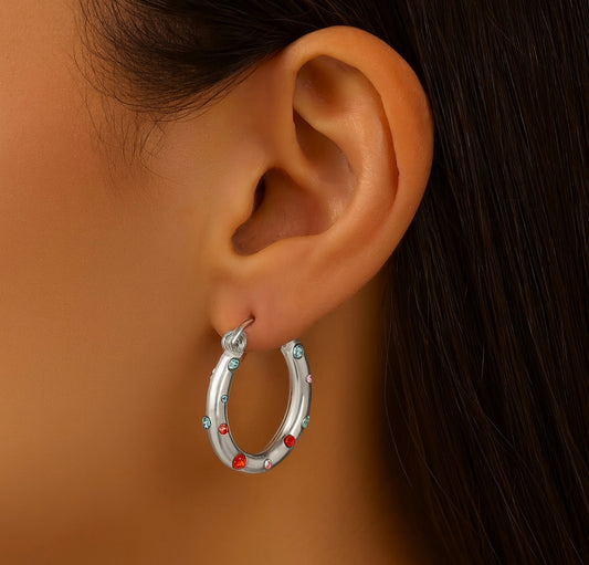 Creolen mit bunten Kristallen – Edelstahl 316L