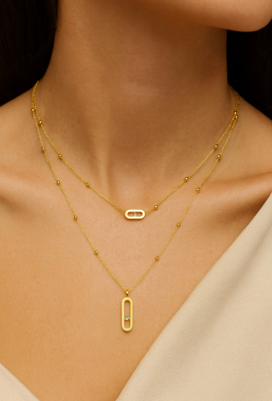 Elegante Doppel-Halskette mit Strass | Fleur d’Estime