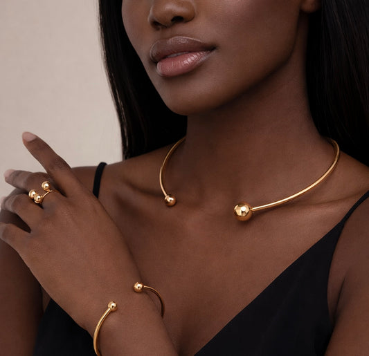 Minimalistisches Schmuckset – Edelstahl, 18K vergoldet, hypoallergen & wasserfest