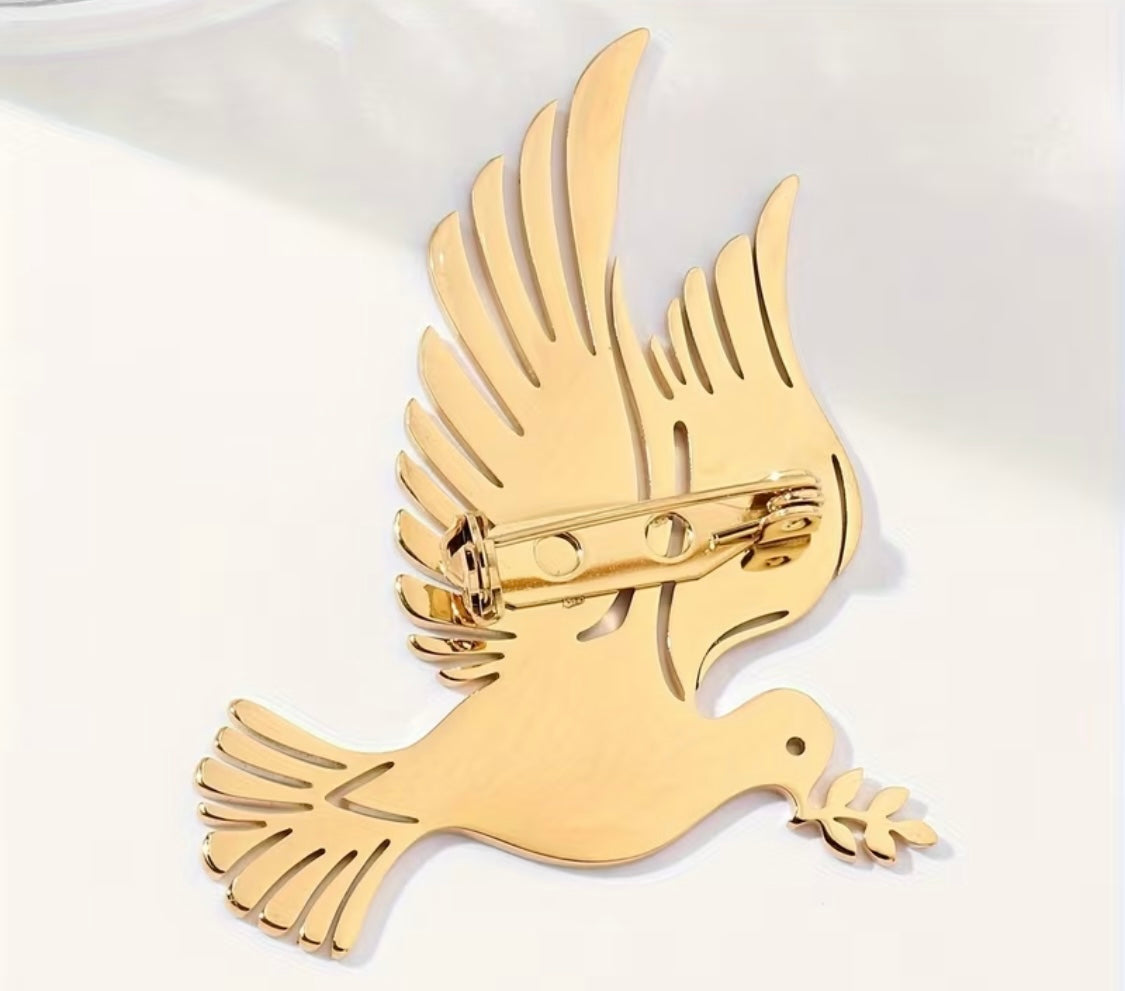 Friedens-Tauben Brosche – Eleganter Gold-Anstecker