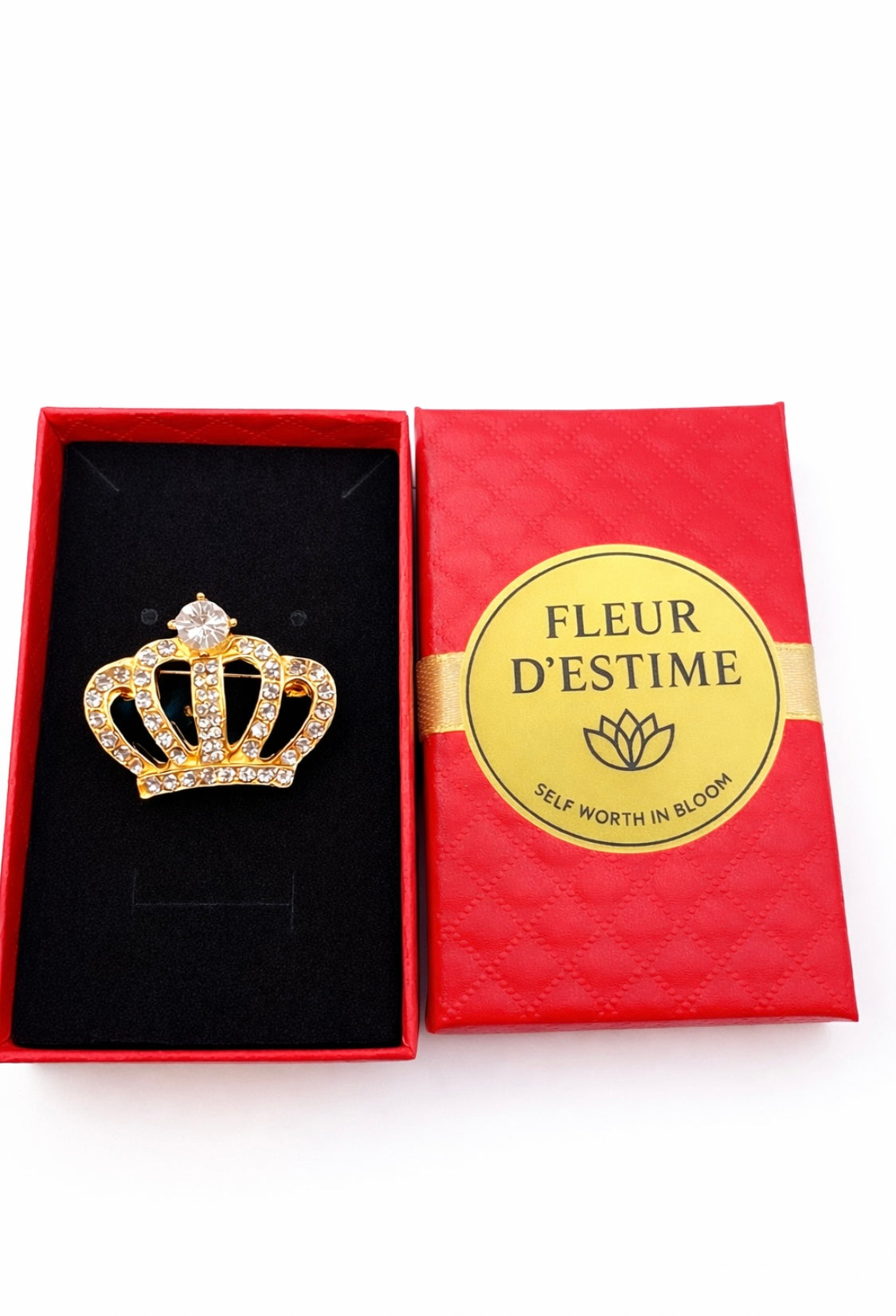 Goldene Krone Brosche mit Strass – Symbol für Selbstwert