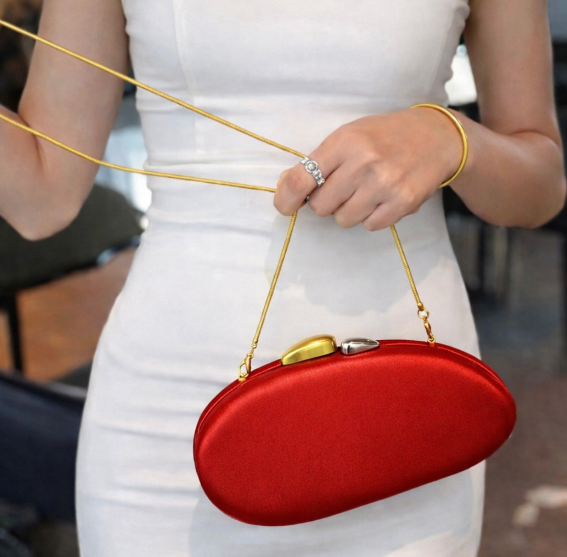 Abendtasche Clutch – Rot, Echtleder, Luxus-Stil