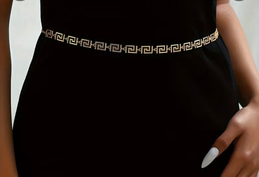 Eleganter Damen-Taillengürtel mit griechischem Muster – Gold