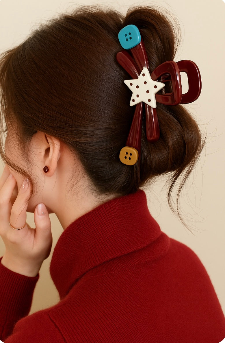 Haarspange „Star Buttons“ (11 cm)