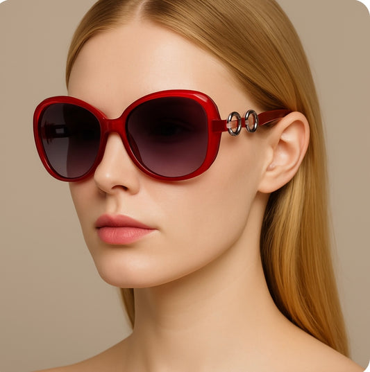Damen-Sonnenbrille „Red Elegance“ – Oversize in Rot