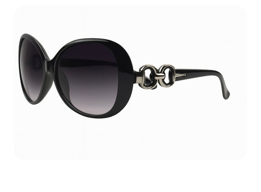 Damen-Sonnenbrille „Noir Élégance“ – Oversize mit Metall-Deko