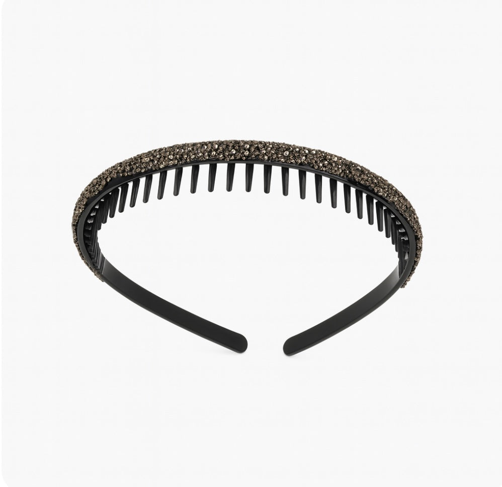 Schwarzer Haarreif mit Glitzer und Kammzähnen