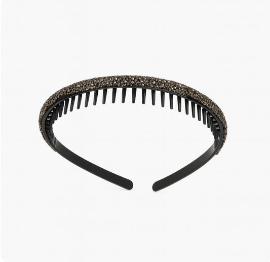 Schwarzer Haarreif mit Glitzer und Kammzähnen