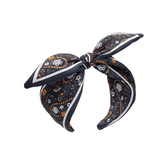 Haarreif mit Bandana-Knoten – Schwarz & Paisley