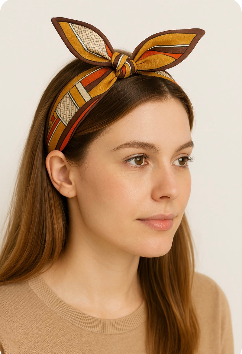 Haarreif im Retro-Design mit Knoten – Ocker, Braun & Orange