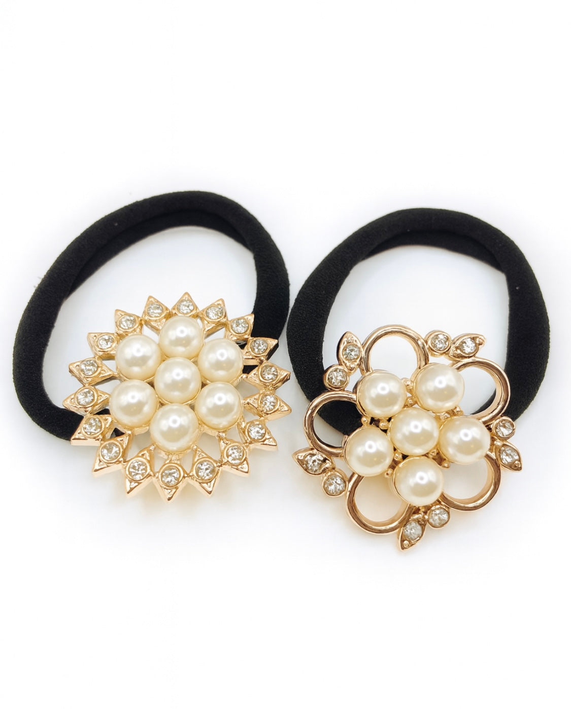 Haargummis mit Perlen & Strass – 2er Set