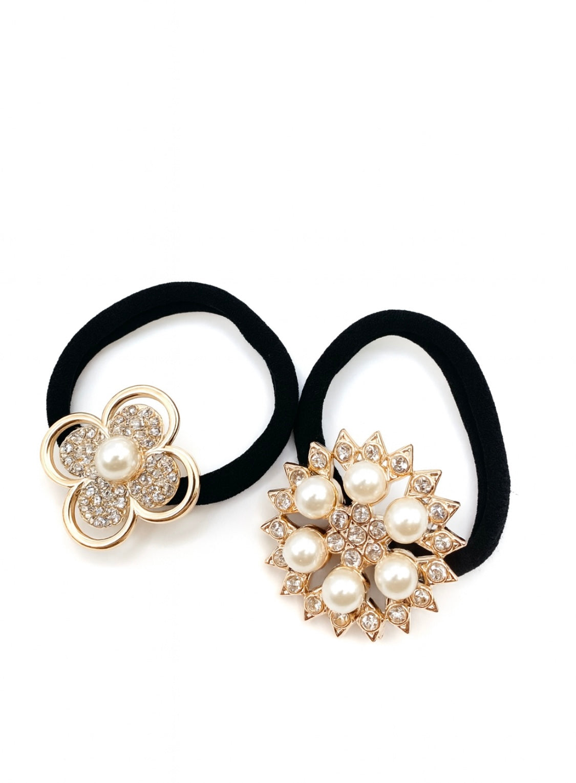 Elegante Haargummis mit Perlen & Strass – 2er Set