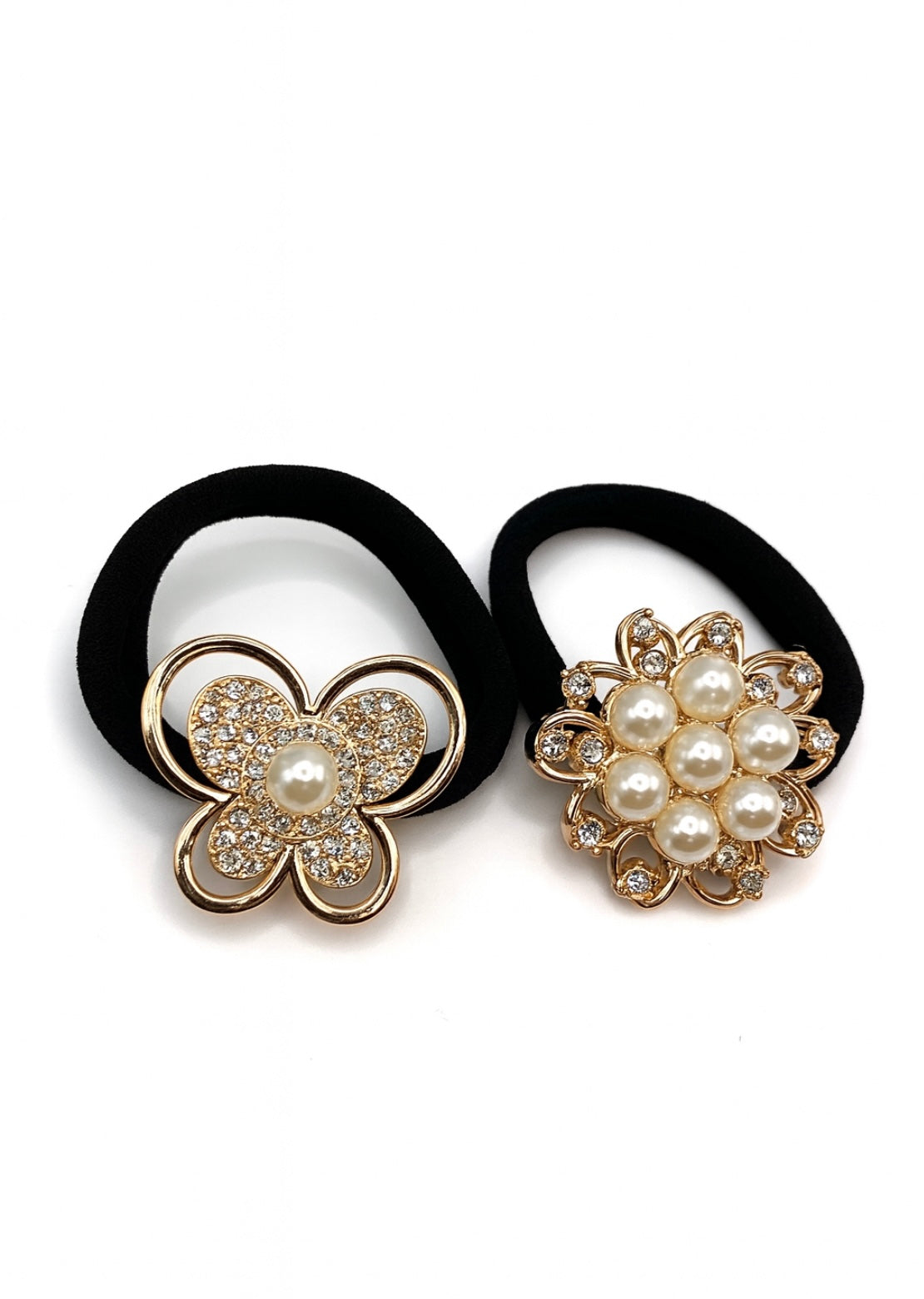Haargummi-Set mit Herz & Perlenblume – 2er Set