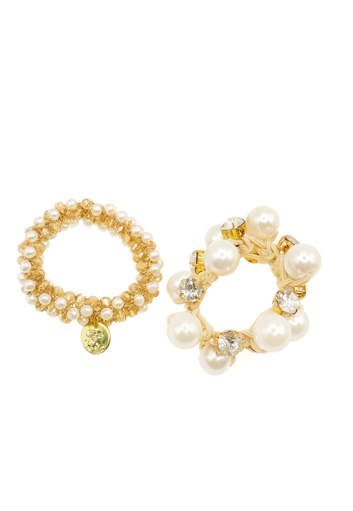 2er-Set Haar-Accessoires – Perlen & Strass Scrunchies