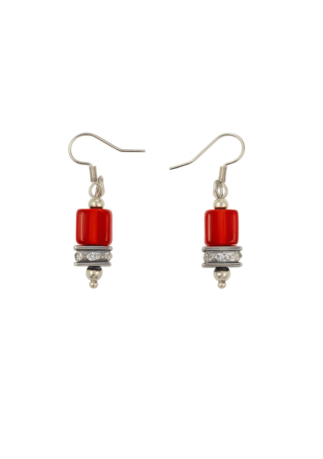 Handgefertigte Ohrringe "Cubix Duo" – Rot