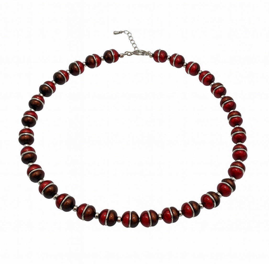 Handgemachte Halskette „Rubin Terra“ – Rote & Braune Perlen, zeitloses Design
