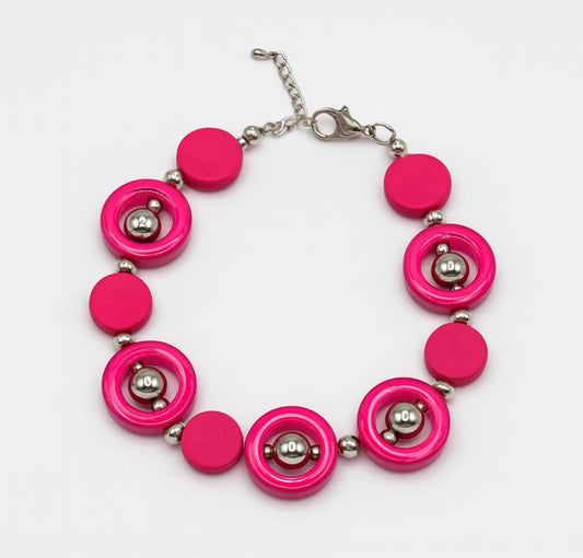 Handgefertigtes Armband – Pink & Silber