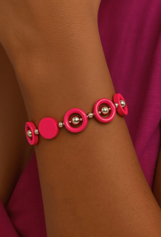 Handgefertigtes Armband – Pink & Silber