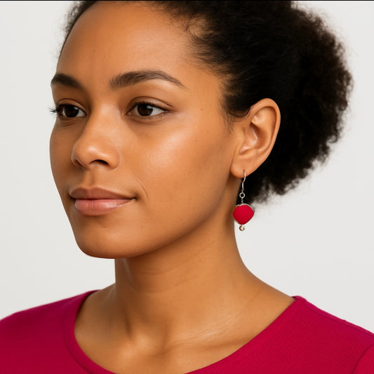 Handgefertigte Ohrringe – Pink & Silber (Minimalistisch)