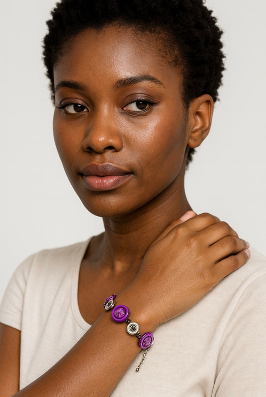 Handgemachtes Armband „Viola Circula“ – Violett & Silber im modernen Design