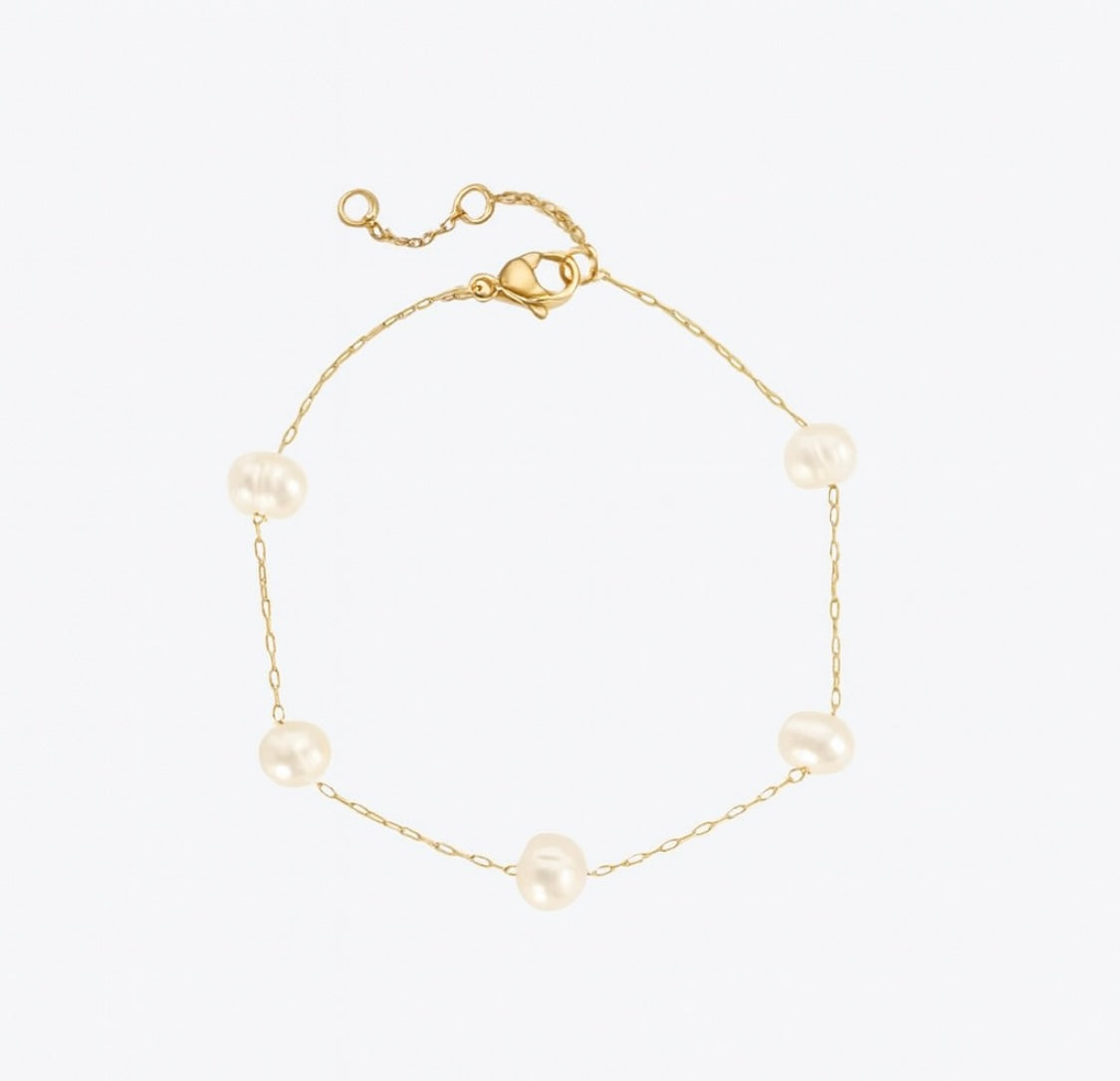 Minimalistisches Damenarmband mit Süßwasserperlen – Vergoldet