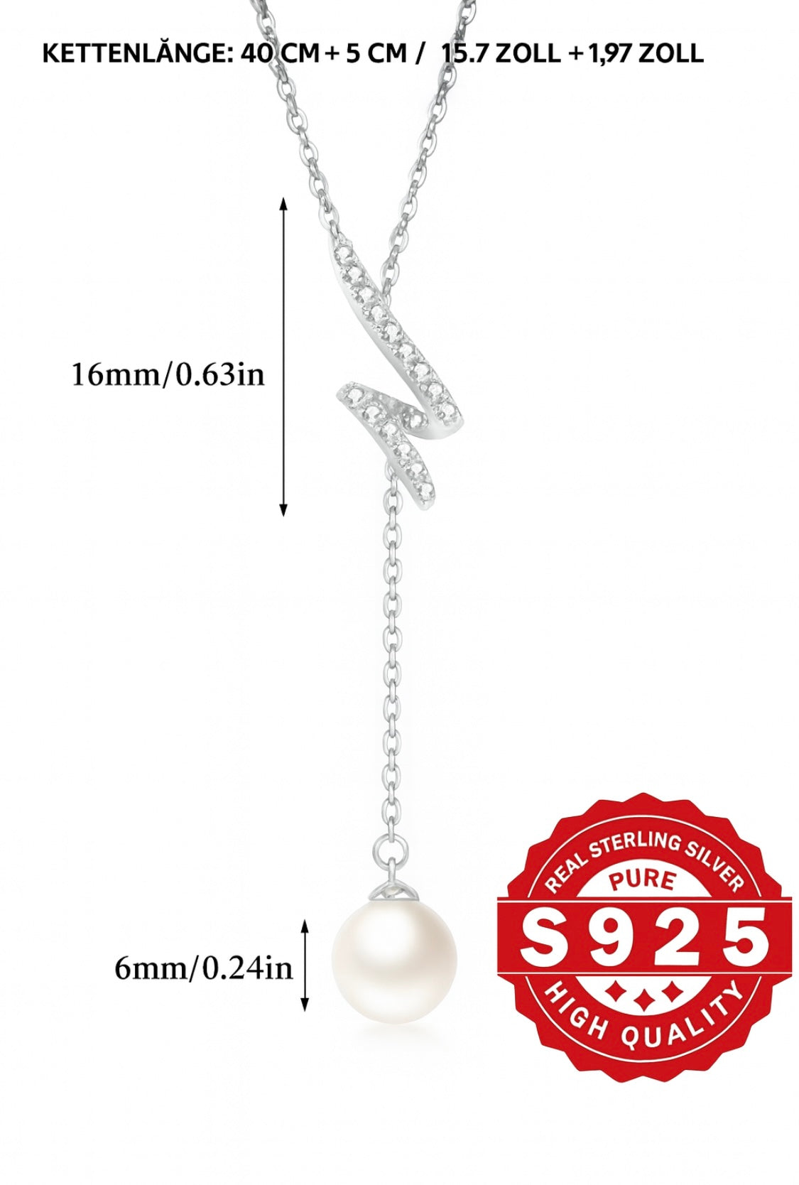 925 Silberkette mit Perle