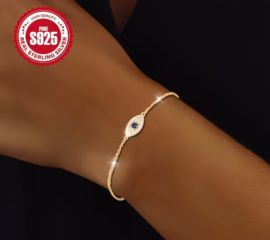 Vergoldetes Armband mit Schutzauge – 925 Silber