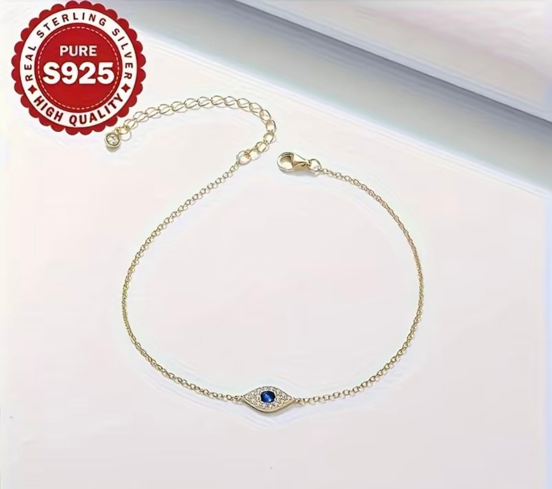 Vergoldetes Armband mit Schutzauge – 925 Silber