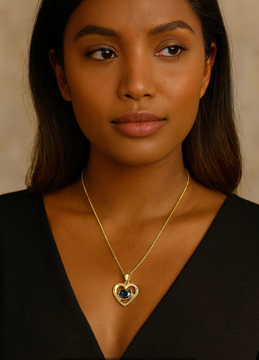 925 Silberkette vergoldet mit Herzanhänger & zertifizierter Moissanite