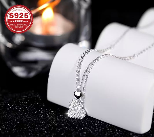 Doppel-Herz Halskette aus 925er Sterling Silber