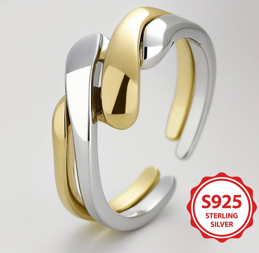 Einzigartiger Ring aus S925 Sterlingsilber – Bicolor Design