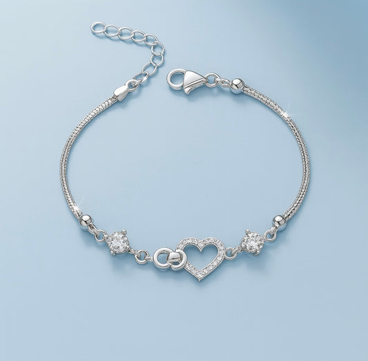 S925 Silberarmband mit Herz – Minimalistischer Glanz für jeden Tag