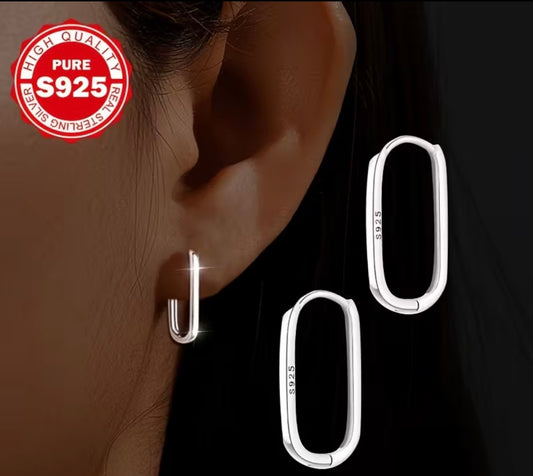 Minimalistische Ovale Creolen – 925 Sterling Silber